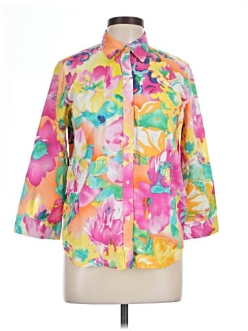 Lauren by Ralph Lauren 3/4 Sleeve Button-Down Shirt (view 1)