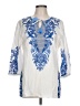 Chico's 100% Cotton Blue 3/4 Sleeve Blouse Size L - photo 1