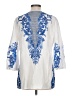 Chico's 100% Cotton Blue 3/4 Sleeve Blouse Size L - photo 2