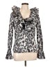 St. John 100% Polyester Animal Print Silver Long Sleeve Blouse Size 12 - photo 1