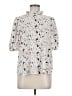 THML 100% Polyester Print Ivory Short Sleeve Blouse Size M - photo 1