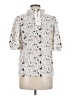THML 100% Polyester Print Ivory Short Sleeve Blouse Size M - photo 2