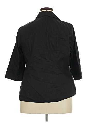 Just My Size 3/4 Sleeve Button-Down Shirt (view 2)