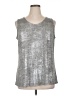Susan Graver Metallic Silver Sleeveless T-Shirt Size 1X - photo 1