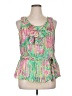 ECI 100% Cotton Print Green Sleeveless Blouse Size 14 - photo 1