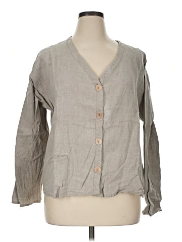 Flax 3/4 Sleeve Button-Down Shirt (view 1)