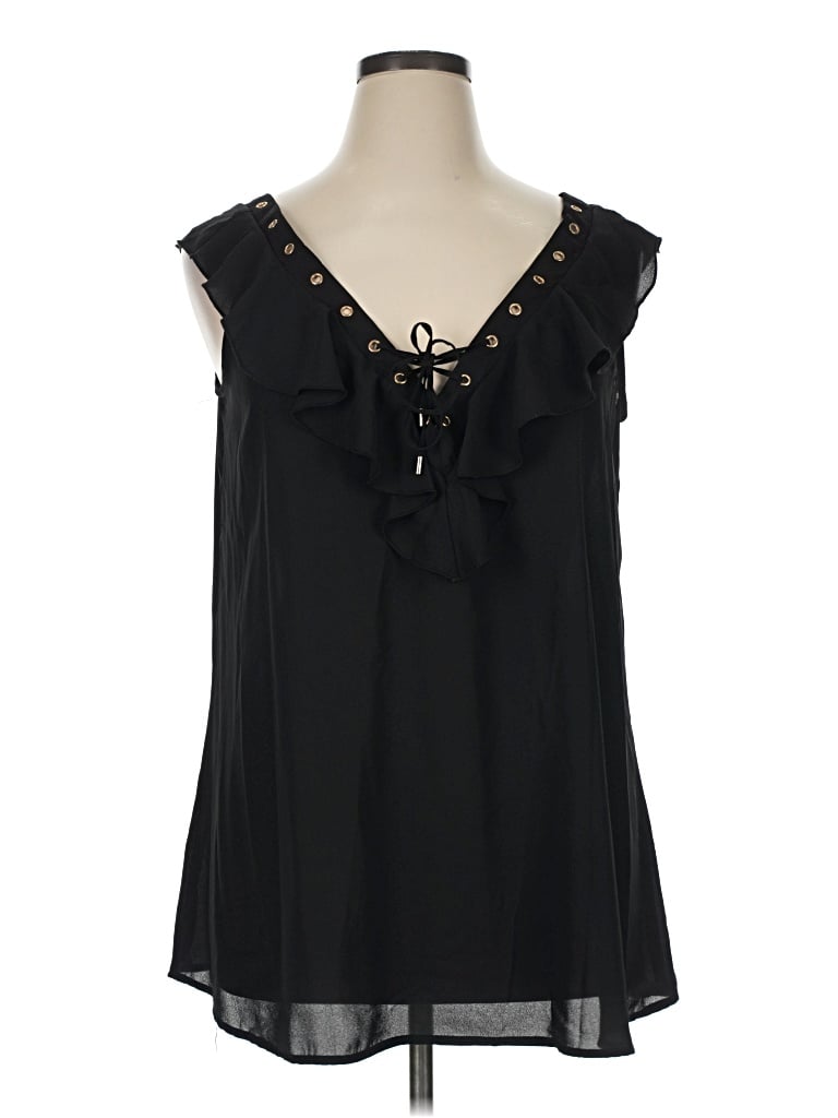 Pre-owned Ashley Stewart Sleeveless Blouse In Black