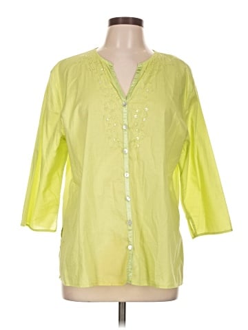 Classic Elements 3/4 Sleeve Button-Down Shirt (view 1)
