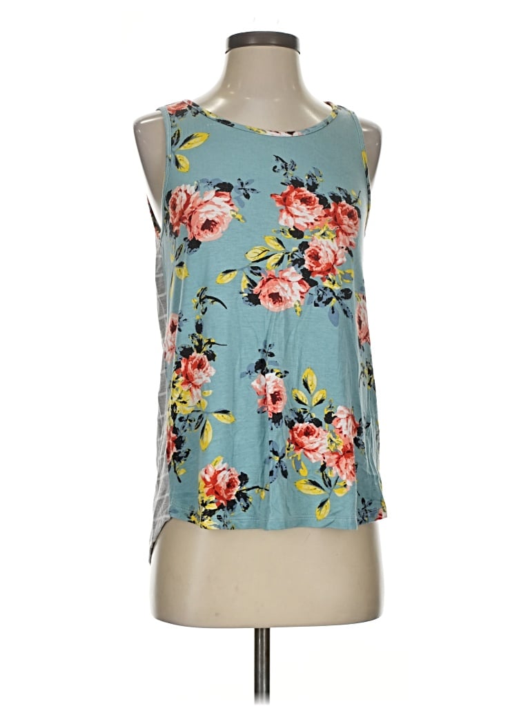 Pre-owned Pink Clover Tank Top Teal Halter Neckline Tops