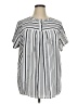 Ann Taylor LOFT Stripes Gray Short Sleeve Blouse Size XL - photo 1