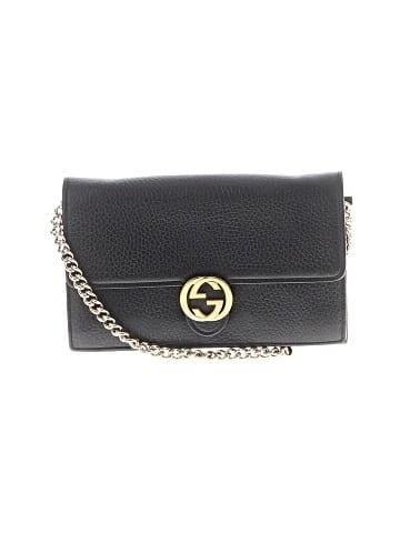 Gucci Outlet Leather Interlocking G Wallet on Chain (view 1)