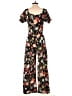 Warm 100% Cotton Floral Black Jumpsuit Size XS (0) - photo 2