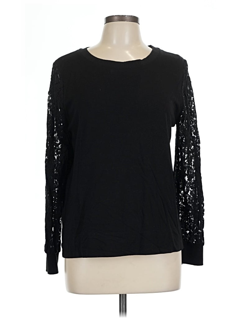 Pre-owned Rose + Olive Long Sleeve Top Black Crew Neck Tops