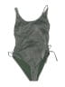 Xhilaration Metallic Silver One Piece Swimsuit Size L - photo 1