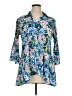 Sunny Leigh 100% Polyester Floral Blue 3/4 Sleeve Blouse Size 1X - photo 1