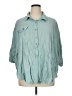 Easel 100% Rayon Teal 3/4 Sleeve Button-Down Shirt Size 1X - photo 1