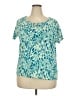 Rafaella 100% Cotton Teal Short Sleeve Blouse Size 3X - photo 1