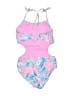 Breaking Waves Floral Pink One Piece Swimsuit Size 10 - photo 2
