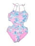 Breaking Waves Floral Pink One Piece Swimsuit Size 10 - photo 1