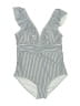 aava Stripes Gray One Piece Swimsuit Size M - photo 1