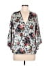 Maeve Floral Silver 3/4 Sleeve Blouse Size M - photo 1