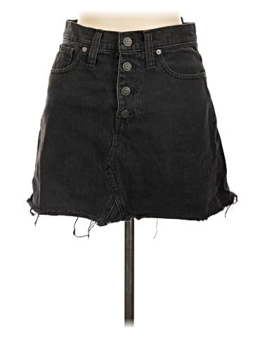 Madewell Rigid Denim A-Line Mini Skirt in Lunar Wash: Button-Front Edition (view 1)