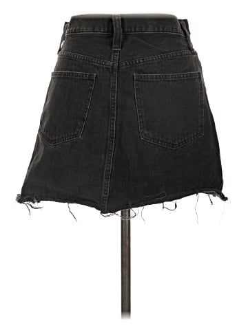 Madewell Rigid Denim A-Line Mini Skirt in Lunar Wash: Button-Front Edition (view 2)