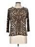 Notations Animal Print Brown 3/4 Sleeve Top Size L (petite) - photo 1