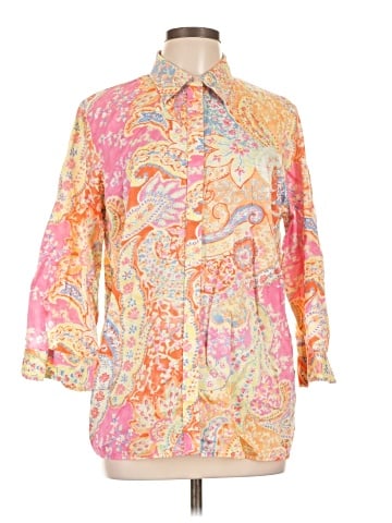 Lauren by Ralph Lauren 3/4 Sleeve Button-Down Shirt (view 1)