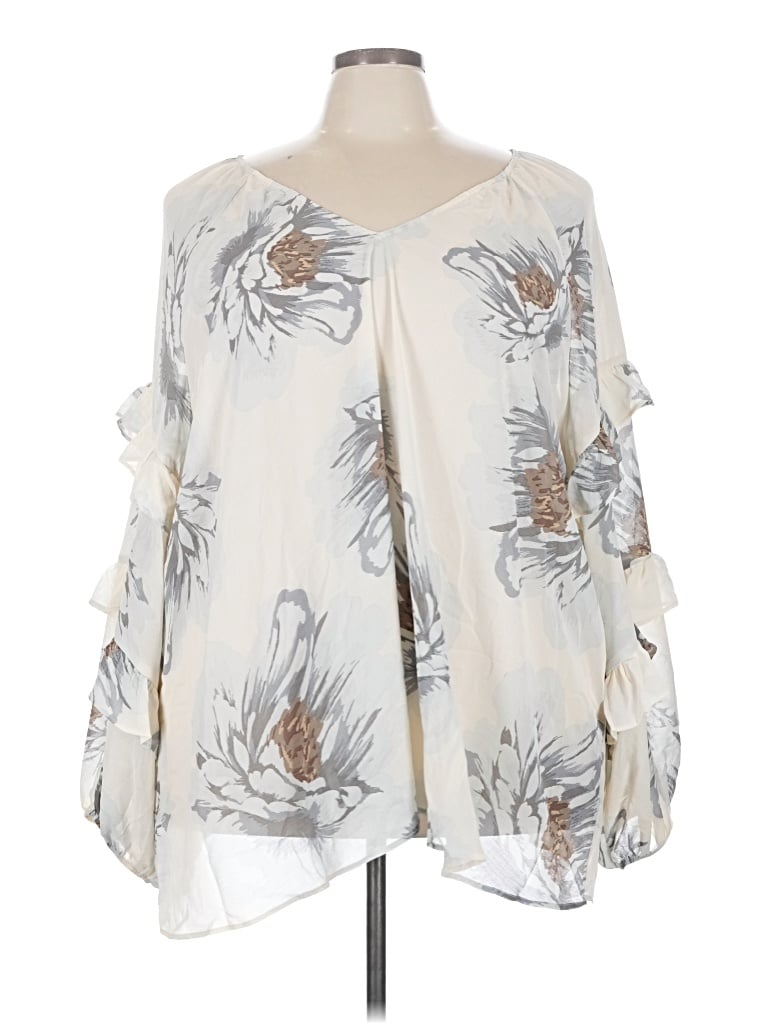 Pre-owned Torrid 3/4 Sleeve Blouse In Ivory