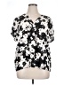 Ann Taylor 100% Polyester Floral Black Short Sleeve Blouse Size XL - photo 1