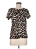J.Crew 100% Cotton Animal Print Brown Short Sleeve Blouse Size M - photo 1