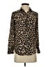 J.Crew 100% Silk Animal Print Brown Long Sleeve Silk Top Size 00 - photo 1