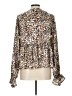 Glam 100% Polyester Animal Print Brown Long Sleeve Blouse Size L - photo 2