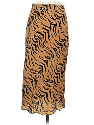 Madewell Silk Midi Slip Skirt in Tiger Stripe (view 2)