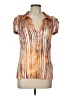 Komarov 100% Polyester Metallic Orange Short Sleeve Blouse Size Lg (3) - photo 1