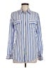 Equipment 100% Silk Stripes Blue Long Sleeve Silk Top Size M - photo 1