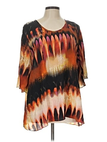 Tianello 3/4 Sleeve Silk Top (view 1)
