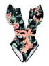 Cupshe Tropical Black One Piece Swimsuit Size L - photo 1