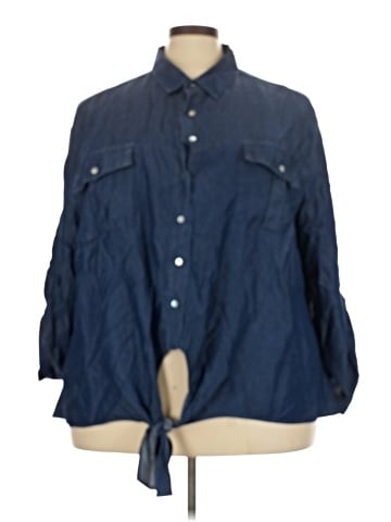 City Chic 3/4 Sleeve Button-Down Shirt (view 1)