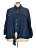 City Chic 100% Lyocell Blue 3/4 Sleeve Button-Down Shirt Size 24 Plus (XXL) - photo 1