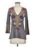 Johnny Was Gray 3/4 Sleeve Top Size S - photo 1
