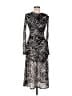 Topshop 100% Polyester Animal Print Silver Casual Dress Size 6 - photo 1