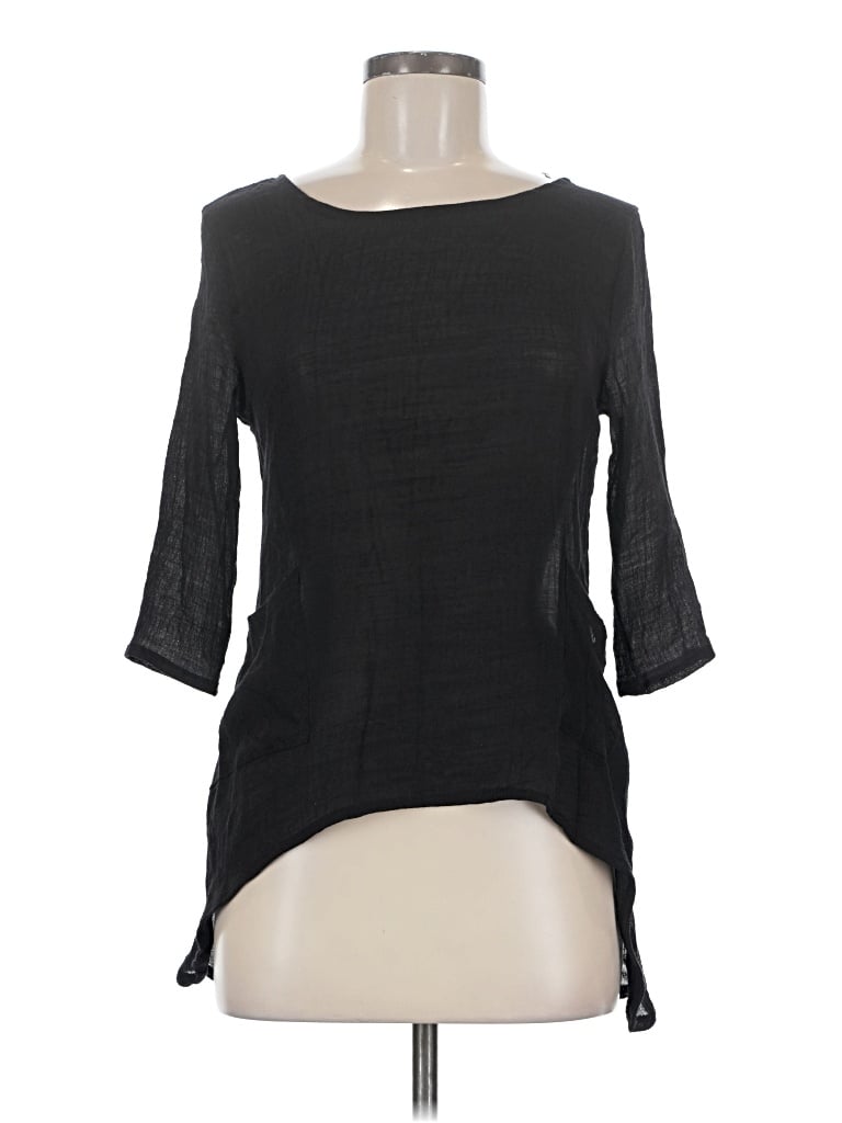 Pre-owned Misslook 3/4 Sleeve Top Black Boatneck Tops