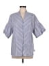 Halogen Stripes Blue 3/4 Sleeve Button-Down Shirt Size M - photo 1