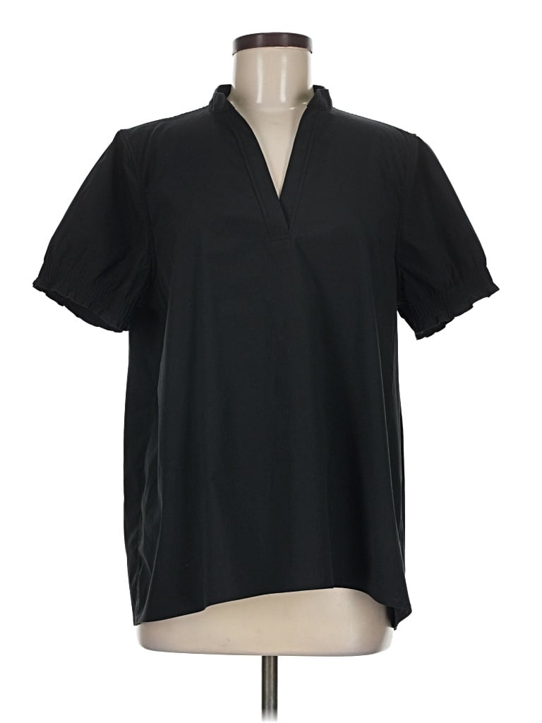 Pre-owned Athleta Short Sleeve Blouse In Black