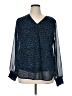Unbranded Animal Print Blue Long Sleeve Blouse Size XL - photo 1
