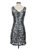 INC International Concepts 100% Polyester Metallic Silver Cocktail Dress Size S - photo 2