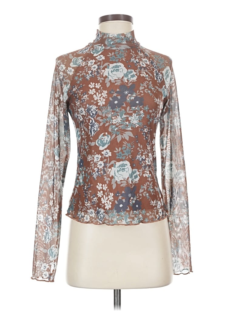 Pre-owned Assorted Brands Long Sleeve Blouse In Brown