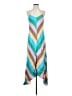 Tibi 100% Viscose Chevron-herringbone Teal Casual Dress Size 4 - photo 1